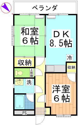 ソレイユ轟(2DK/5階)の間取り写真