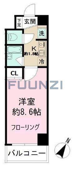 ヴェリーニ東松戸(1K/5階)の間取り写真