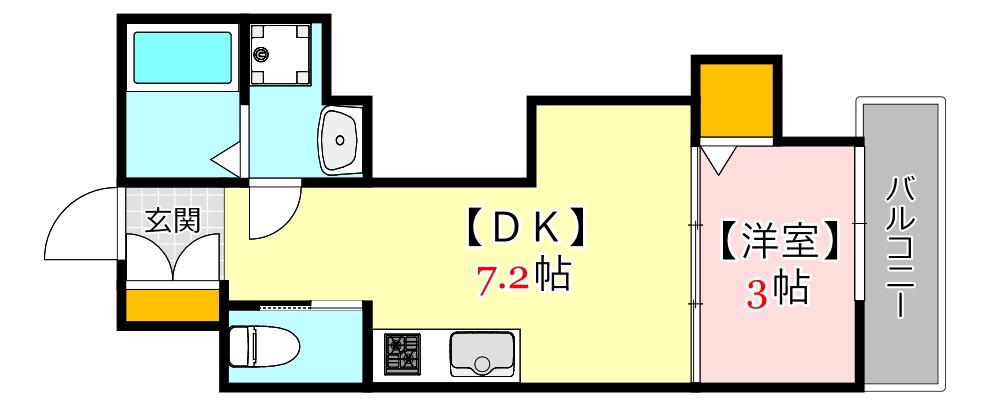 LA VITA 天神川 DUE(1DK/2階)の間取り写真