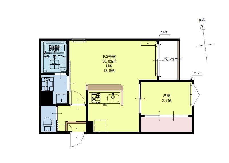 REGALEST卸町PRIME(1LDK/1階)の間取り写真
