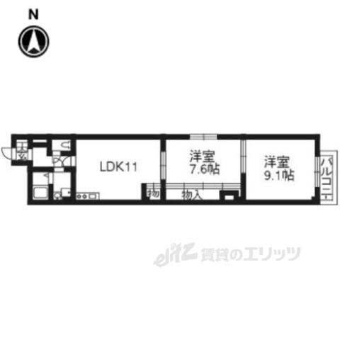 シャトル京都駅(2LDK/1階)の間取り写真