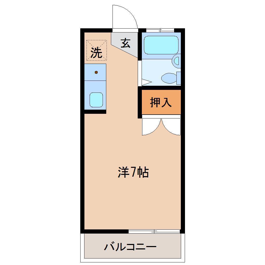 ジョイフルハイツA棟(ワンルーム/2階)の間取り写真
