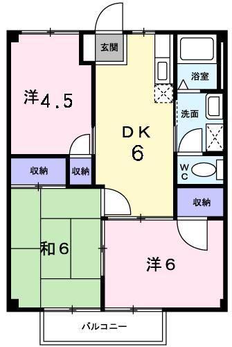 マリンシティSHIODA A(3DK/1階)の間取り写真