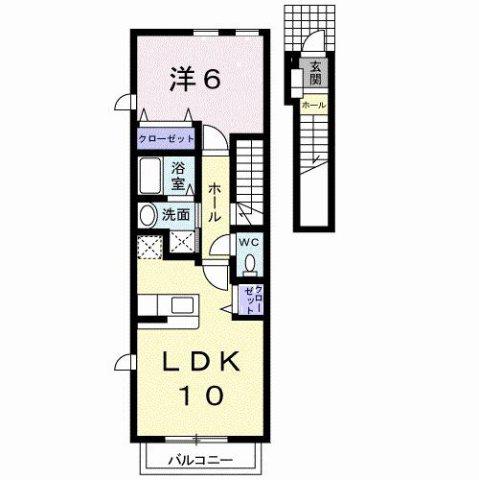 グリーン ビラ A(1LDK/2階)の間取り写真
