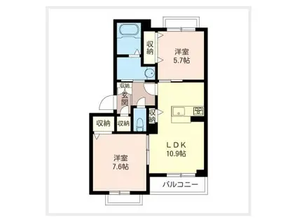 ウィステリア袖ケ浦(2LDK/3階)の間取り写真