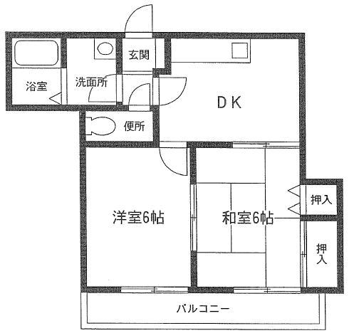 グランデイジ友(2DK/1階)の間取り写真