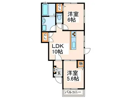 メルシーハイツB(2LDK/1階)の間取り写真