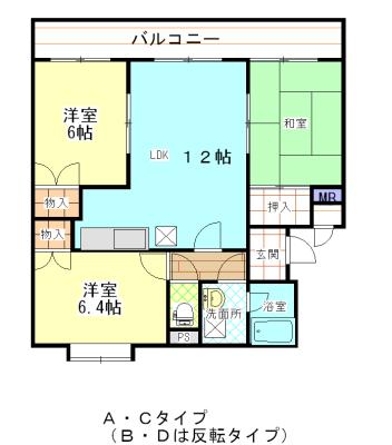 カーサたものき(3LDK/4階)の間取り写真