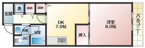 ニドムコート(1DK/2階)の間取り写真