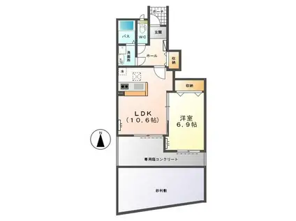 ヴァン・ヌーボ(1LDK/1階)の間取り写真