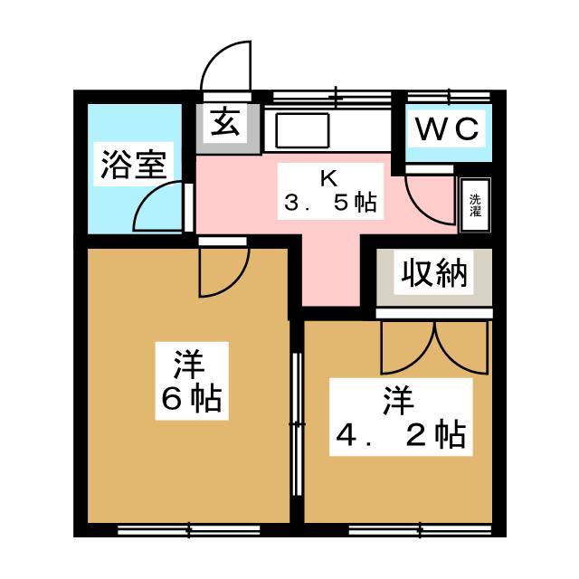 ピュアアップル館(2K/2階)の間取り写真