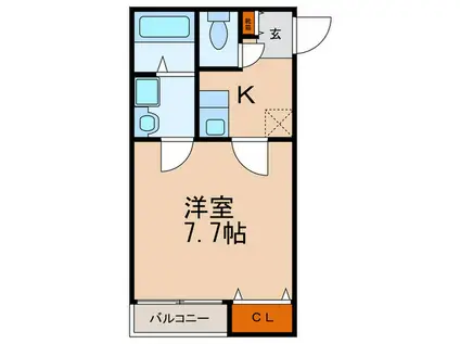 クレフラスト南薫西町(1K/1階)の間取り写真
