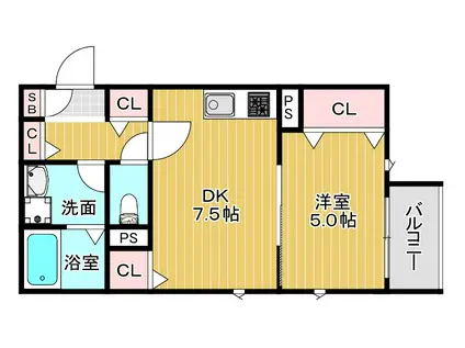クレール塚本(1DK/3階)の間取り写真