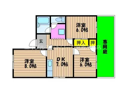 コーポA(3DK/1階)の間取り写真