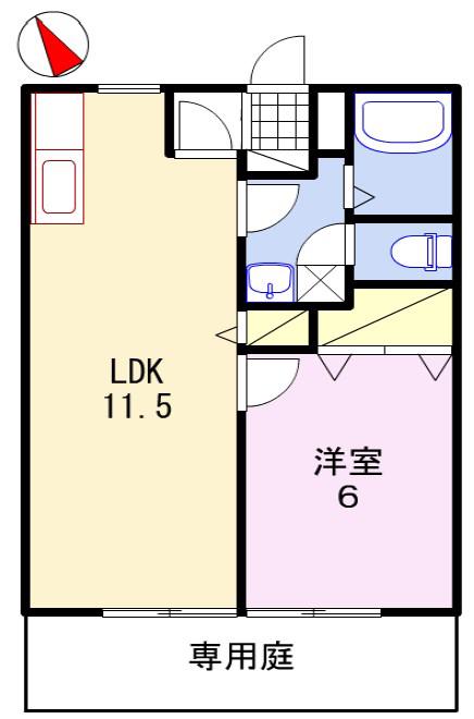 サンライフ森の西(1LDK/1階)の間取り写真