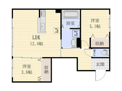 カーサ真砂(2LDK/1階)の間取り写真