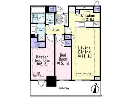 パークタワー西新宿(2LDK/19階)の間取り写真