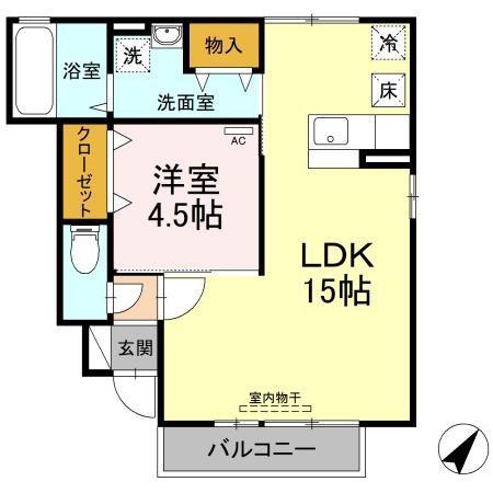 エトワールしゅりII(1LDK/1階)の間取り写真