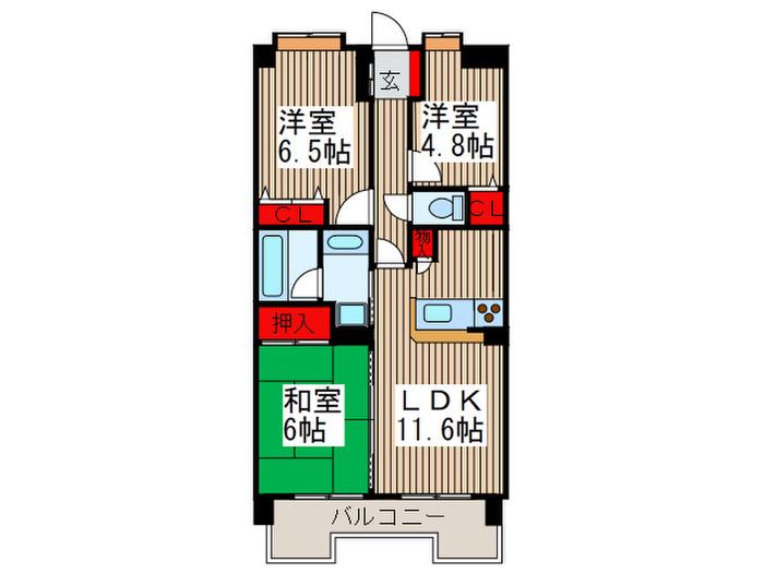 レクセルプラザ西川口(3LDK/6階)の間取り写真