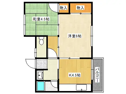 藤ハイツ(2K/2階)の間取り写真