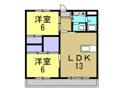 グランディ花綵(2LDK/2階)の間取り写真