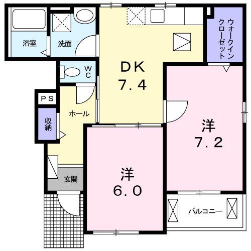 ポース アザリーII(2DK/1階)の間取り写真