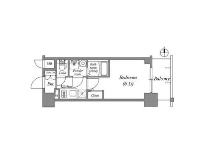 エスリード神戸ラ・コスタ(1K/8階)の間取り写真