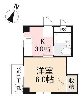 コーポ松岡(1K/4階)の間取り写真
