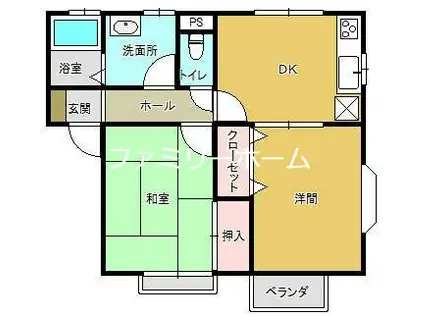 コーポ グリーンヒルズ(2DK/2階)の間取り写真