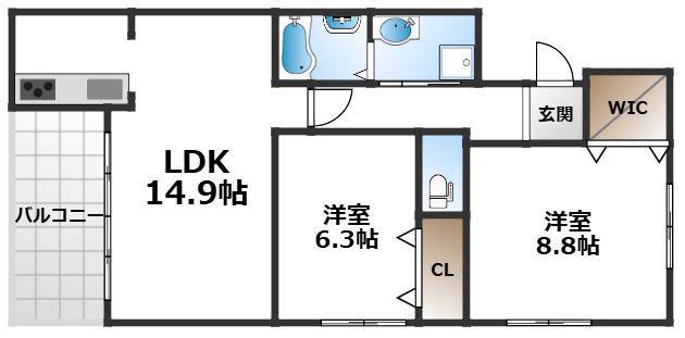 シェーンブルン羽鷹(2LDK/5階)の間取り写真
