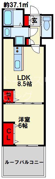 KUMAMOTO FLAT (1LDK/2階)の間取り写真