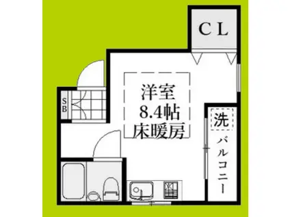 土井マンション(ワンルーム/2階)の間取り写真
