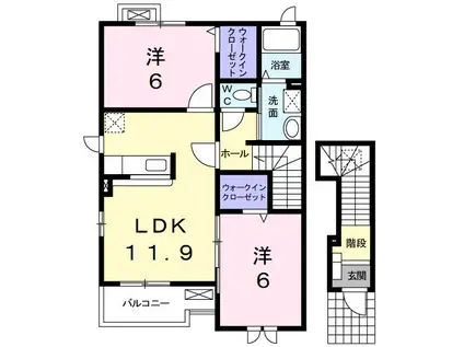 セレーノ スパッツィオI・A(2LDK/2階)の間取り写真