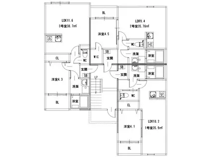ケーエス博多駅南II(1LDK/1階)の間取り写真
