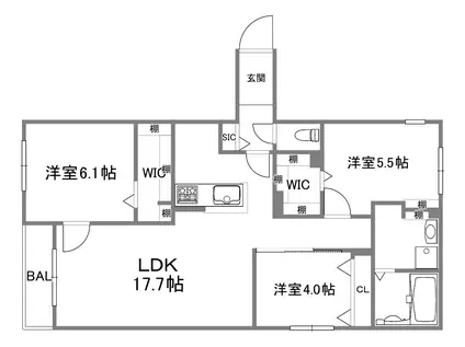 ブランシャール菊水HD(3LDK/4階)の間取り写真