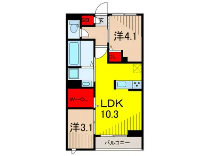 セレスティア白鳥(2LDK/1階)の間取り写真