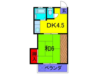 鈴木コーポ(1DK/2階)の間取り写真