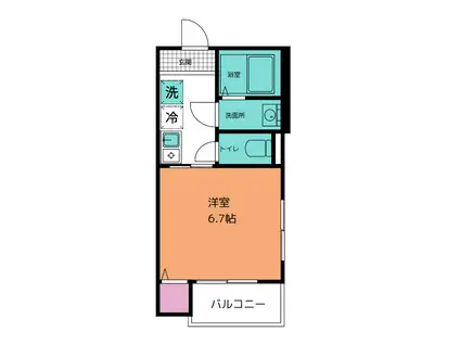 MELDIA指扇(1K/1階)の間取り写真