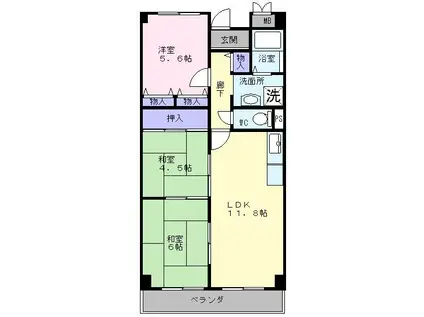 FRIENDS SHIP 高石(3LDK/3階)の間取り写真