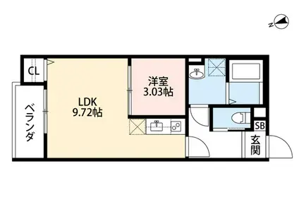 WILLETS鳳(1LDK/3階)の間取り写真