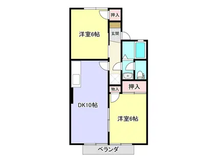 ビューパレーA(2LDK/1階)の間取り写真
