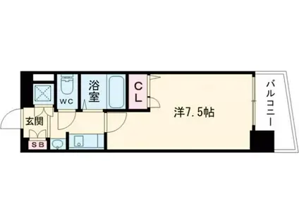 アスヴェルみなと元町OCEANFRONT(1K/2階)の間取り写真