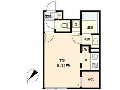 BRANCHE覚王山(ワンルーム/4階)の間取り写真