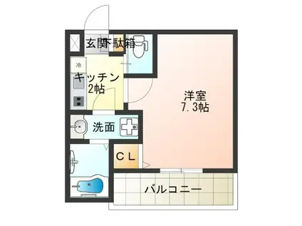 アッシュメゾン天王寺サウスII(1K/2階)の間取り写真