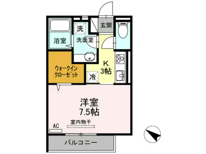 ジョイオレンジ(1K/2階)の間取り写真