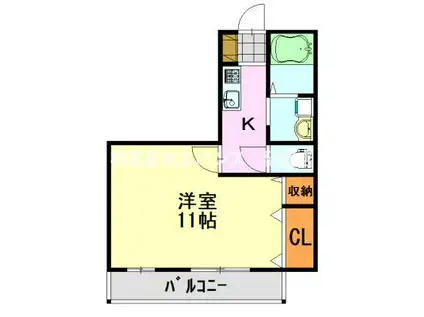 フェリシタプルミエ(1K/2階)の間取り写真
