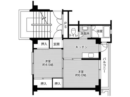 ビレッジハウス早島1号棟(2K/4階)の間取り写真