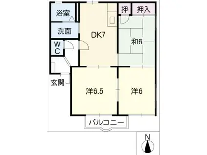 スリーゼ A・B棟(3DK/1階)の間取り写真