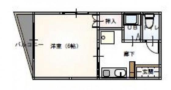 コーポミワ1(1K/2階)の間取り写真