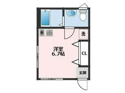 風と貝殻のエスペール(ワンルーム/1階)の間取り写真